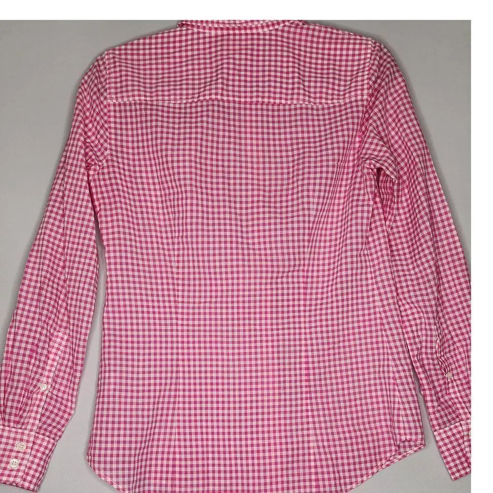 J. Crew Womans Checkered button Shirt the Perfect‎ Shirt Pink/ White Gingham XS